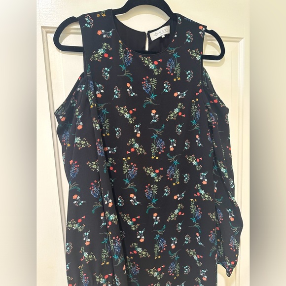 Wayf black floral open cold shoulder long sleeve mini dress - Picture 2 of 12